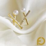 Cross Golden Pearl Studs - Stainless Steel Jewelry in Pakistan - Fostelle Cross Golden Pearl Studs - Stainless Steel Jewelry in Pakistan - Fostelle