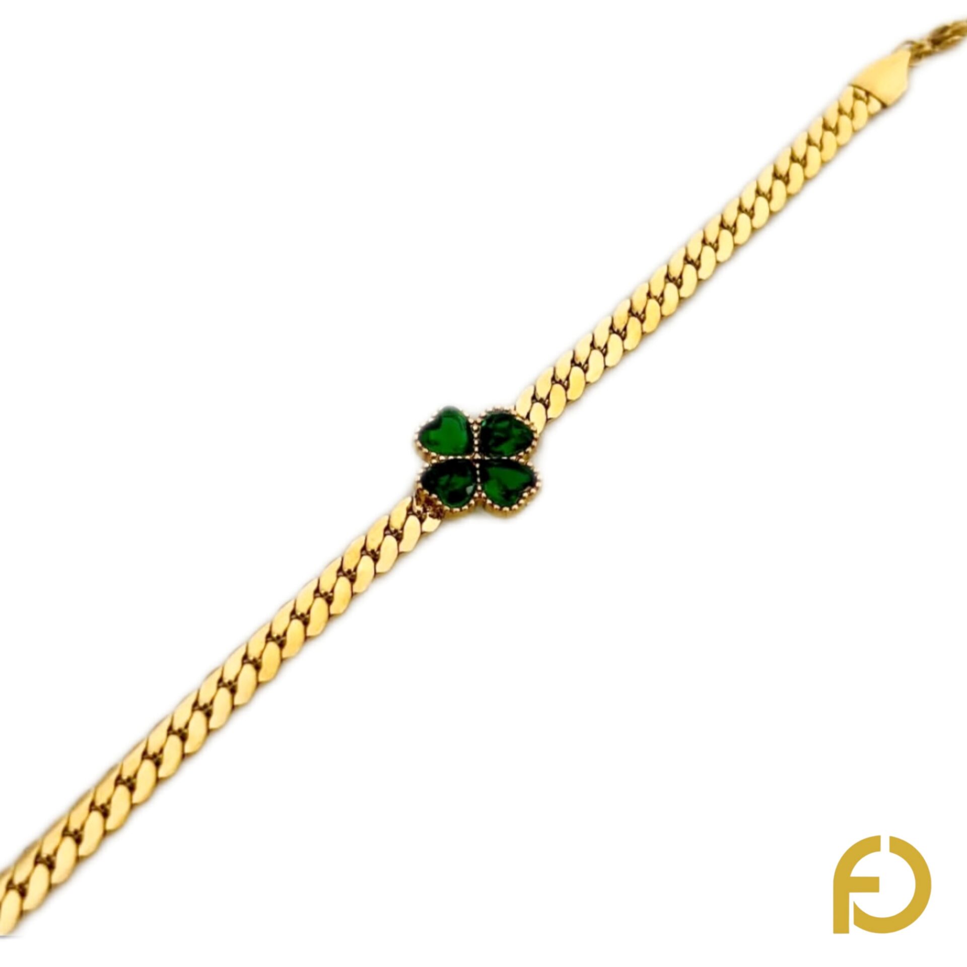 2025/04/1000126853.jpg Flower Emerald Bracelet - Stainless Steel Jewelry in Pakistan - Fostelle